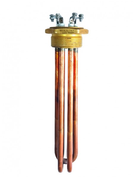 Блок ТЭН 3000W 220/400V - G1,5 (48мм) медь, L-23см, под винт