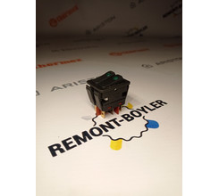 Выключатель двухклавишный зеленая линза, черный корпус